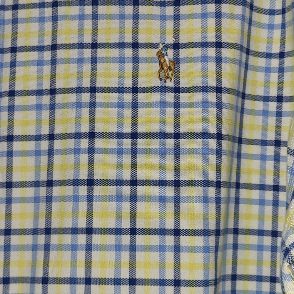 Polo Ralph Lauren Blue, White & Yellow Plaid Casual Button Down Shirt - Picture 2 of 4